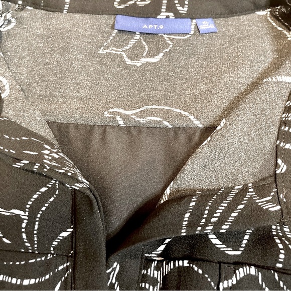 Apt. 9 Black & White Floral Pattern Long Sleeve Button Shirtdress - Size XL - Picture 7 of 9